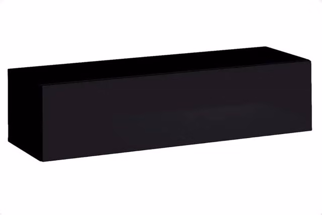Mobile porta TV sospeso Meublorama collezione SWITCH colore nero con finitura lucida L: 120 cm, P: 40 cm, H: 30 cm