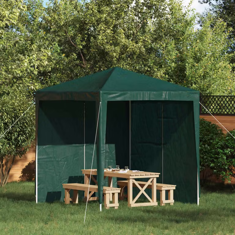 Set di 2 pareti per tenda da festa vidaXL in PE e acciaio, colore verde, L 200 cm x H 195 cm