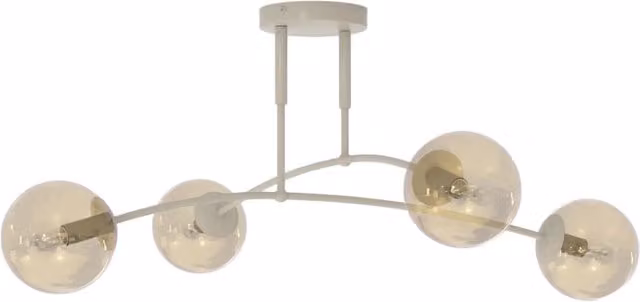 Lampada da soffitto PREGOS Emibig con 4 sfere in vetro beige e metallo, attacco E14