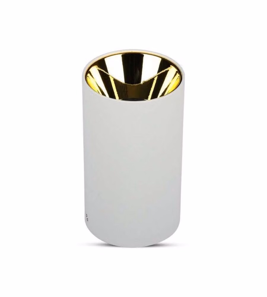 Portafaretto LED Montaggio a Plafone Rotondo GU10 Corpo Bianco Riflettore Oro