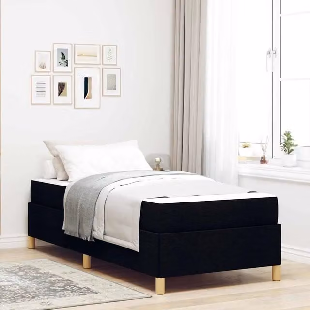 Struttura del letto con materasso-Giroletto con materasso Nero 90 x 200 cm Tessuto 286919