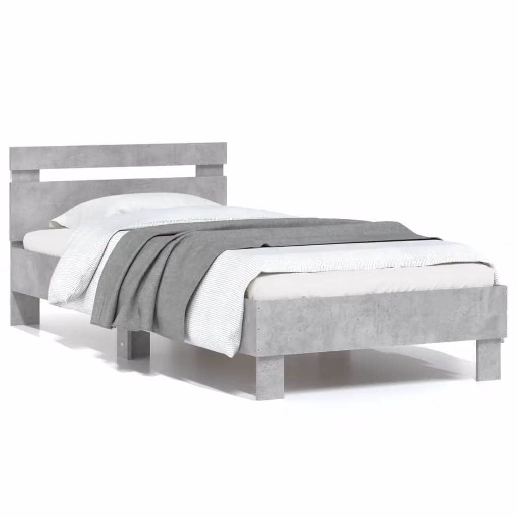 vidaXL Giroletto con Testiera, Illuminazione LED e Porte USB, Grigio, L 190 x P 80 x H 70 cm