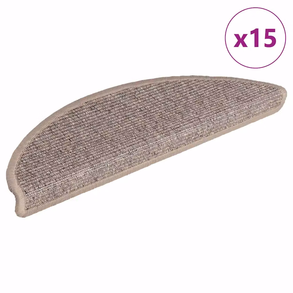 vidaXL Tappetini per scale 15 pz 56x17x3 cm Beige scuro Semicircolari