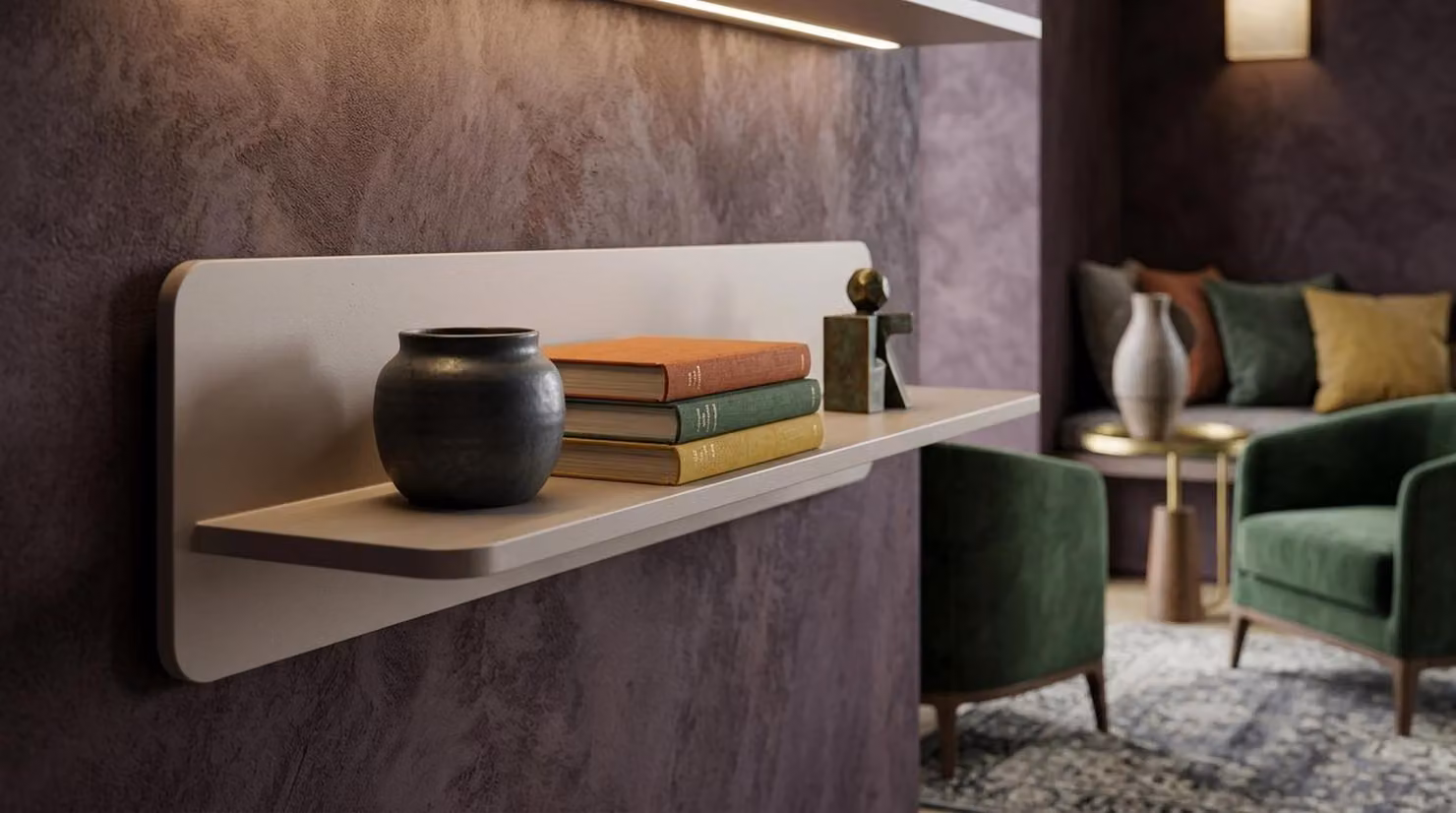 Wandregal Stil modern grau kompakt praktisch Wohnzimmer komfortabel