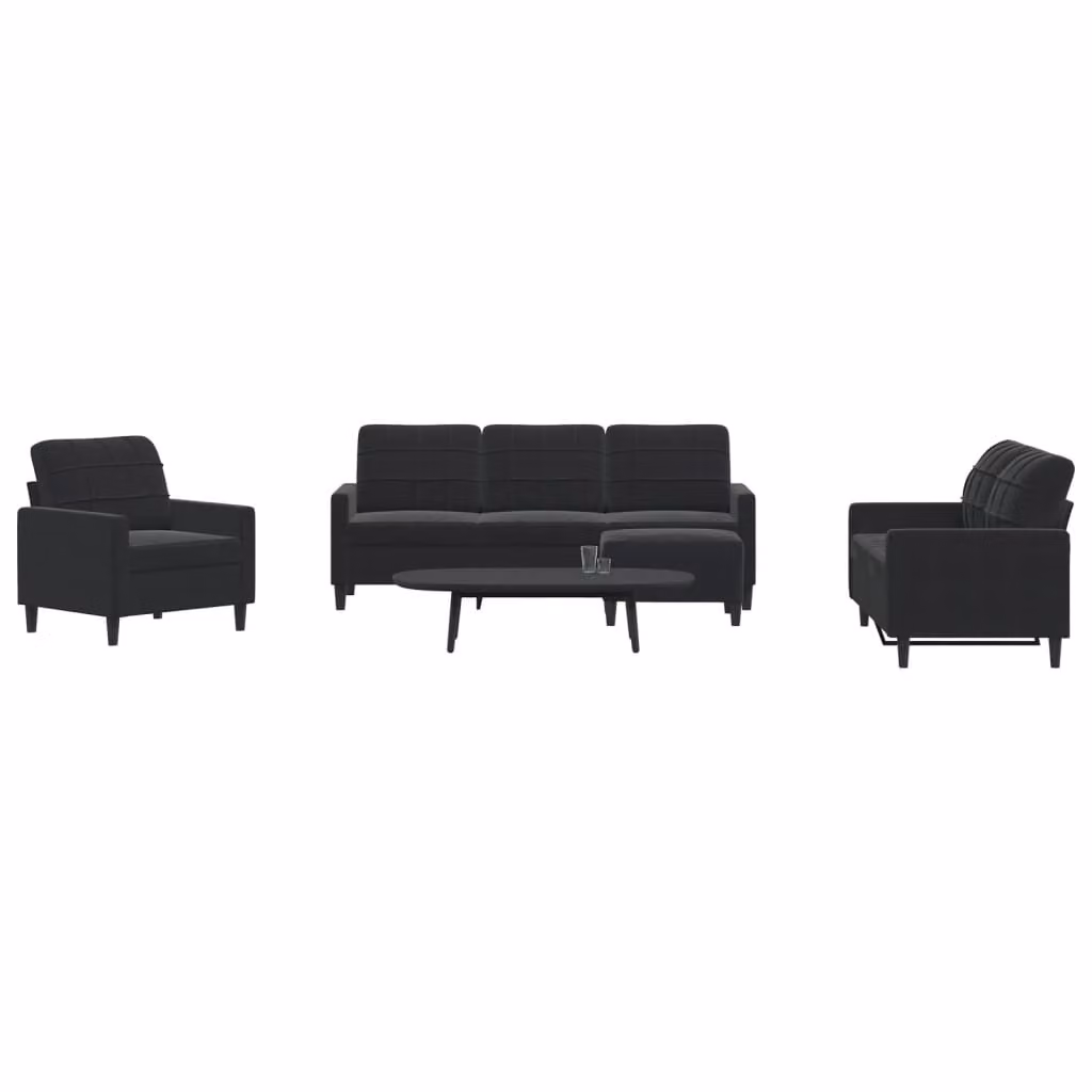 Maison Exclusive - Set divano 4 pezzi con cuscini in velluto nero