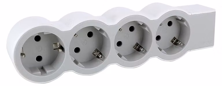 Presa piatta Legrand 4x, senza cavo bianco-grigio 694575
