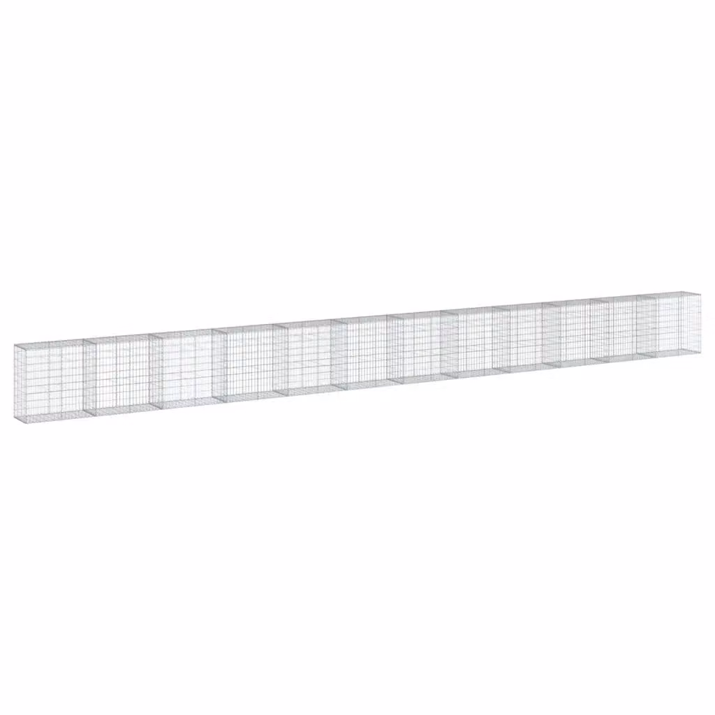 Cesto Gabbione con Copertura vidaXL in Ferro Zincato Grigio L: 1200 cm, P: 50 cm, H: 100 cm – 2