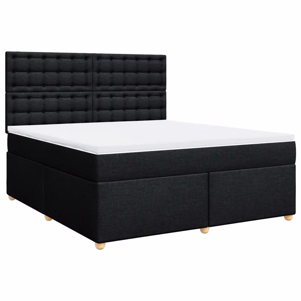 Letto con Giroletto a Molle e Materasso vidaXL in Tessuto Nero e Bianco L: 180 cm, P: 200 cm – 2