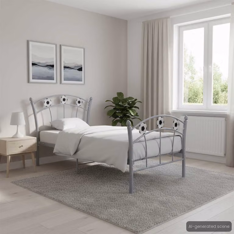 vidaXL Giroletto in Metallo Grigio con Motivo Geometrico L/P: 90 x 200 cm