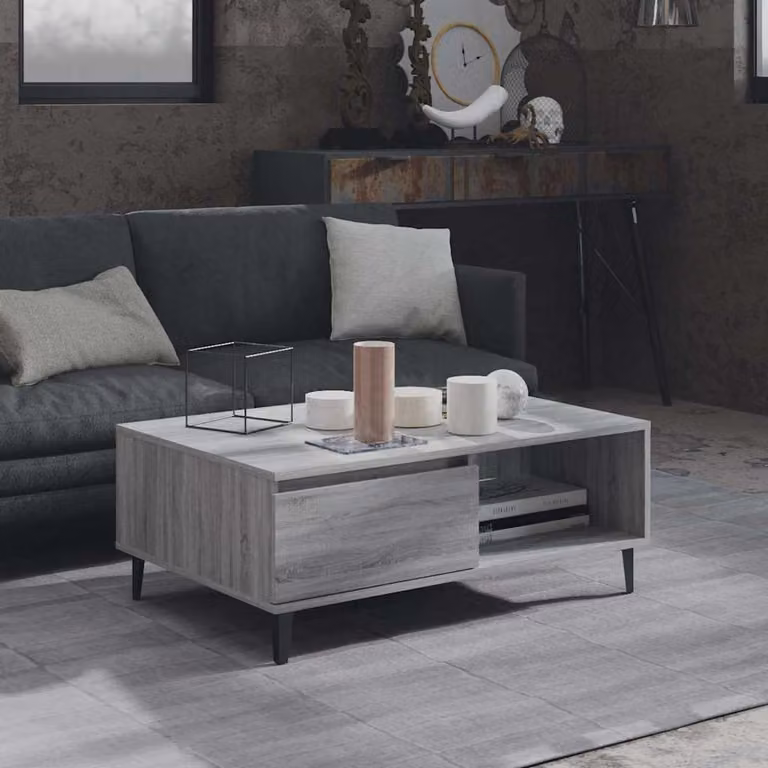 Tavolino da salotto moderno vidaXL in MDF laminato grigio L: 90 cm, P: 60 cm, H: 35 cm