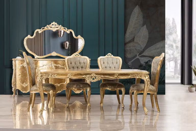 Barock Antik Stil Esstisch Tisch Echtes Holz Klassische Designer Tische Rokoko