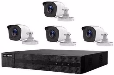 Kit Videosorveglianza Hikvision Hiwatch HWK-T4144BH-MM con 4 Telecamere Bullet da 4 MP e Hard Disk da 1 TB, Colore Bianco e Nero