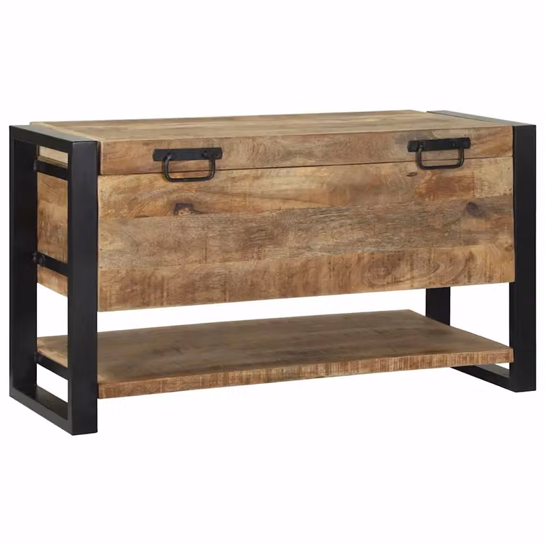 Scatola di stoccaggio vidaXL in legno massello di mango marrone