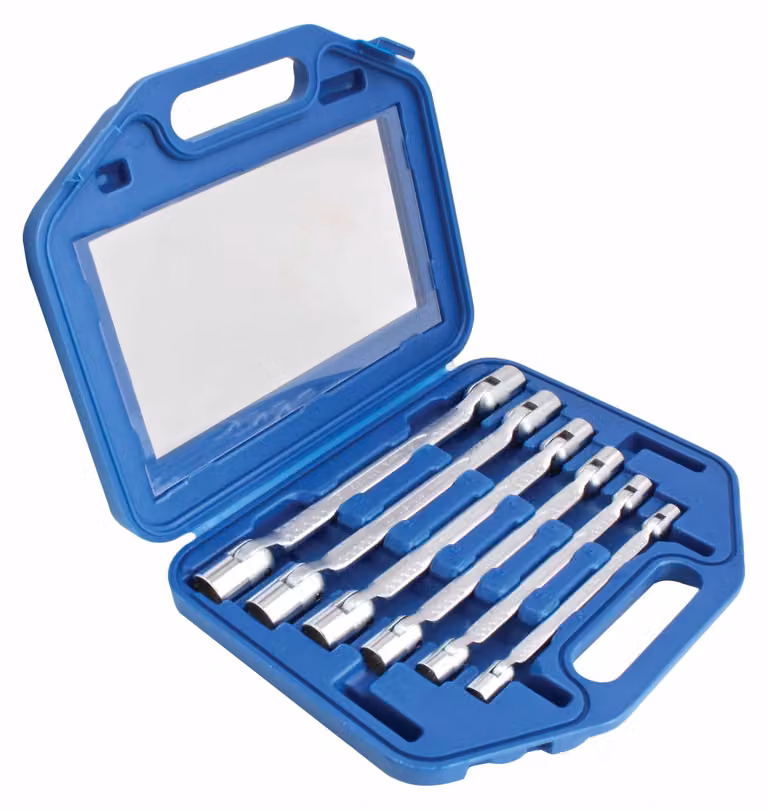 Set chiavi a doppia bussola poligonale con teste snodate,kit di bussole girevoli a doppio snodo, 8–19 mm, 12 punti,6 pezzi
