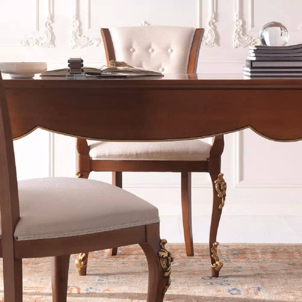 Capotavola intagliato in legno imbottito Mobili 2G color noce con foglia oro L: 101 cm, H: 62 cm, P: 6 cm – 2