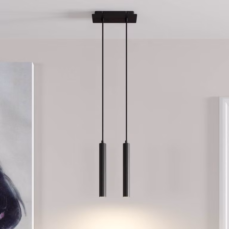 Lampada LED a sospensione Franka, 2 luci, nero, alluminio Franka Arcchio, Nero, Soggiorno / Sala da pranzo, Alluminio, Moderno
