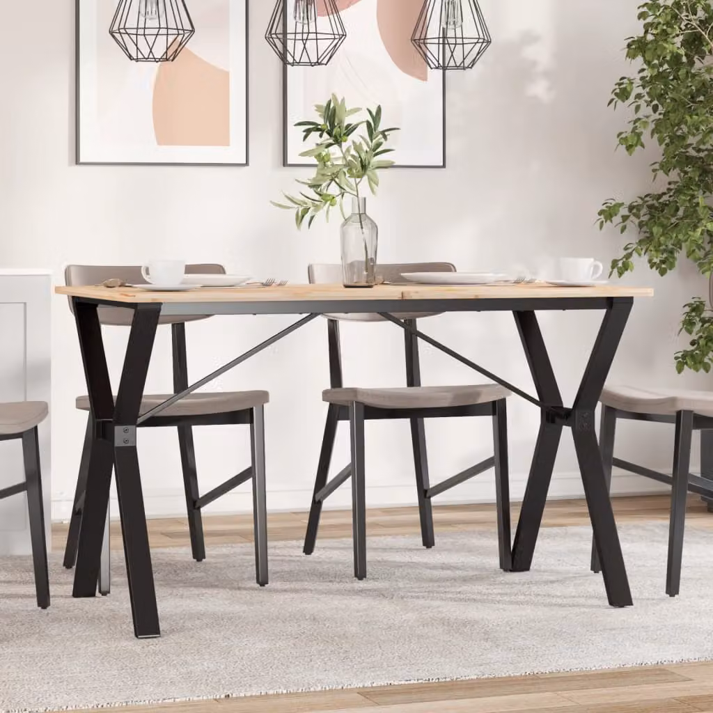 vidaXL Gambe per Tavolo da Pranzo a Y in Acciaio Nero Opaco L/P/H: 120 x 60 x 73 cm