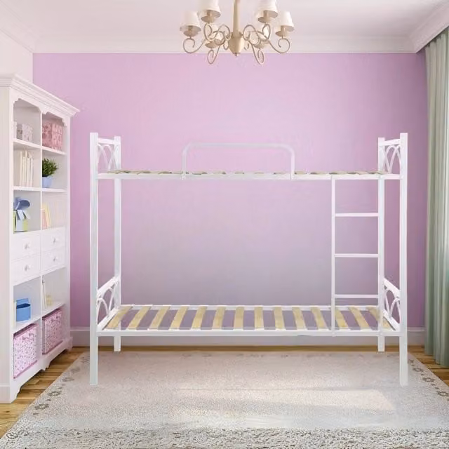 Letto a castello Wind in metallo bianco con reti incluse L: 198 cm, P: 80 cm, H: 161 cm – 1