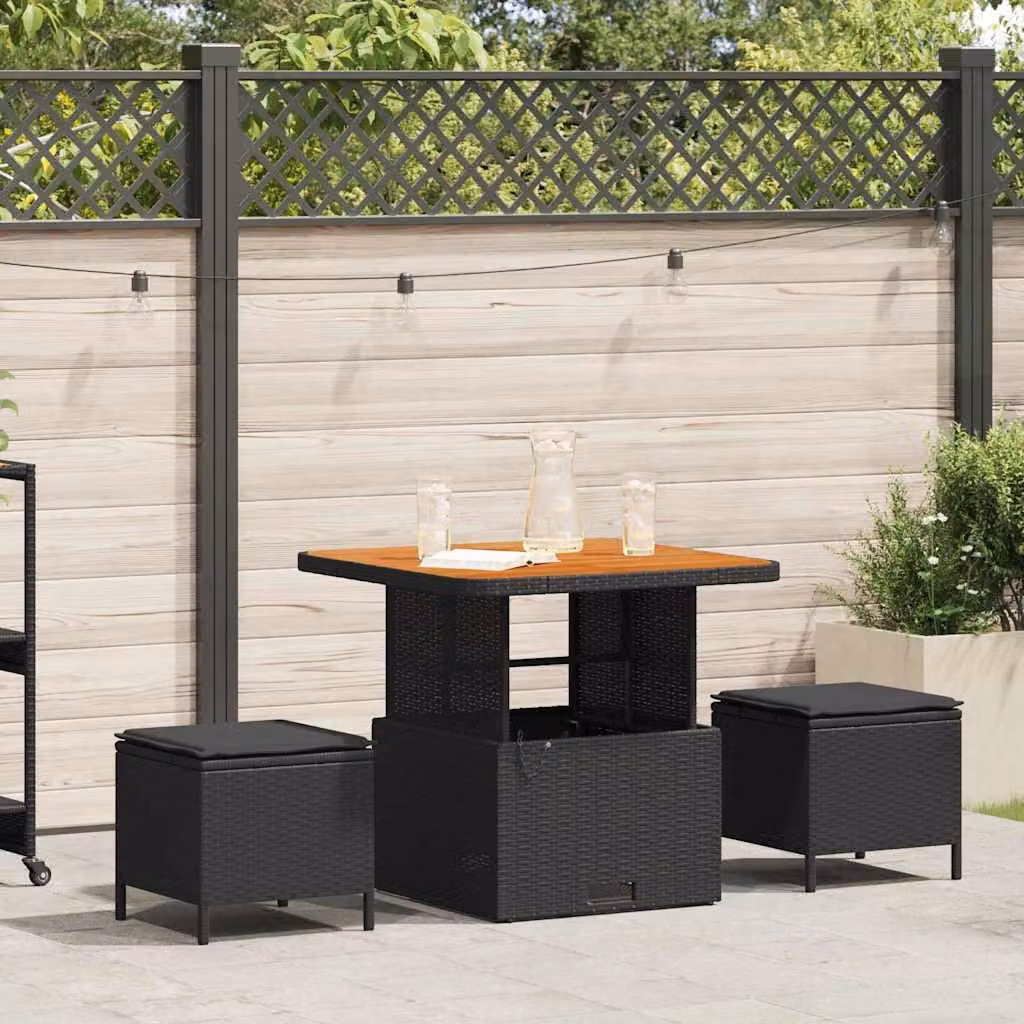 Maison Exclusive - Set da pranzo per esterno, 3 pezzi, in rattan sintetico nero