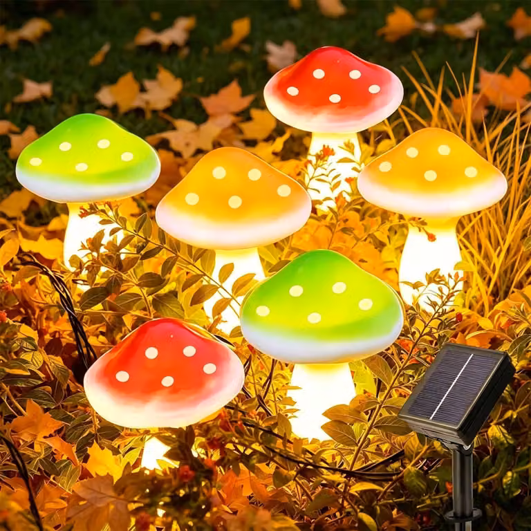 Lampada solare da giardino, con 6 LED, grado di protezione IP65, luce bianco caldo, realizzata in ABS