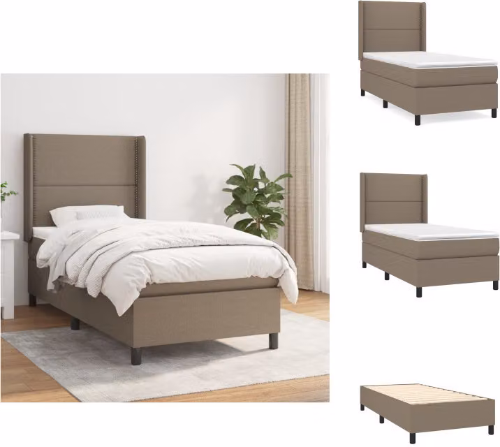 vidaXL Letto a molle con materasso in tessuto taupe 100x200 cm - Letti e strutture letto