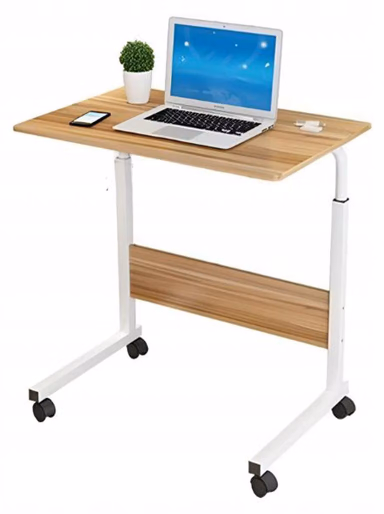 Scrivania Regolabile Tavolino Per Laptop 71–90 Cm Con Ruote E Piano 60 X 40 Cm Per Lavorare Comodamente Seduti O In Piedi