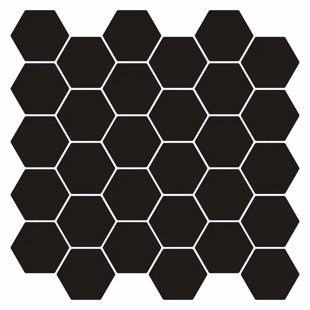Set di 50 piastrelle esagonali geometriche nere in vetro lucido per parete, L/P: 30 x 30 cm – 2