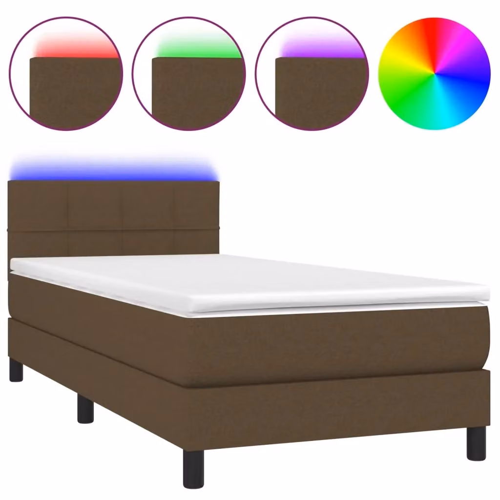 Letto Ibrido con Materasso e Illuminazione LED vidaXL in Tessuto Marrone e Bianco L 100 x P 200 cm – 2