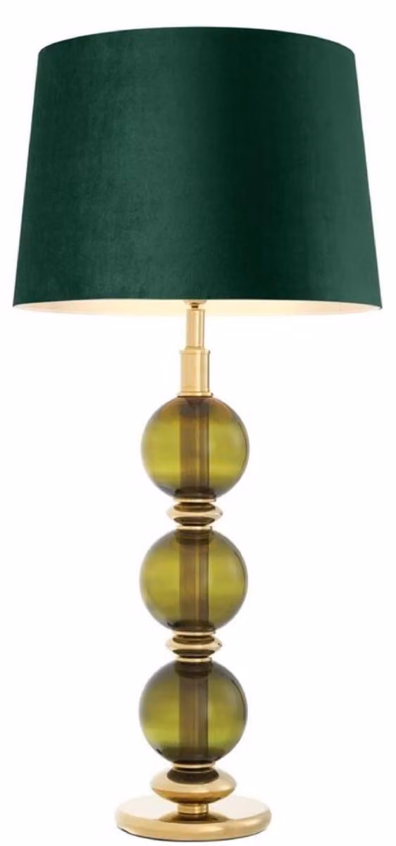 Casa Padrino lampada da tavolo verde / oro Ø 50 x H. 105 cm - lampada da tavolo da salotto con vetro soffiato a bocca