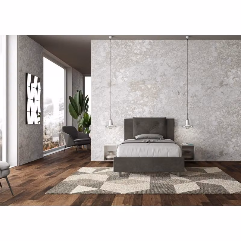 Letto imbottito Appia Ityhome in microfibra grigio con rete L: 110 cm, P: 212 cm, H: 125 cm – 2