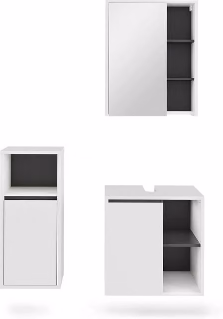 Set di mobili da bagno Viola Bianco/Grigio 3 pezzi Vicco