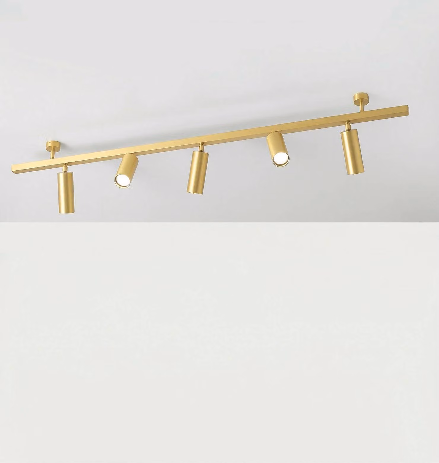 Cremasco Plafoniera 7534, ottone satinato, a 5 luci, GU10 dimmerabile, Ottone / Oro, Soggiorno / Sala da pranzo, Ottone, Moderno, Downlight