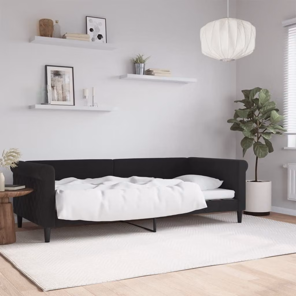 Letto da giorno vidaXL in velluto nero con struttura imbottita L: 90 cm, P: 200 cm, H: 68 cm