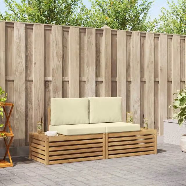 2 pz Set di divani da esterno Poliestere Bianco 3392455