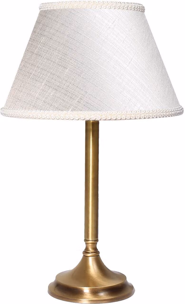 Lampada da tavolo in vero tessuto di ottone E14 rotonda D: 20,5 cm 32,5 cm di altezza in bronzo chiaro bianco lucido rustico