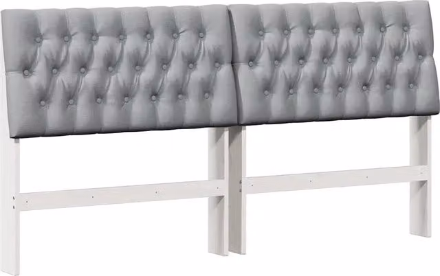 Testata imbottita moderna in pino massello e tessuto grigio, Larghezza: 180 cm, Altezza: 93,5 cm, Profondità: 17 cm