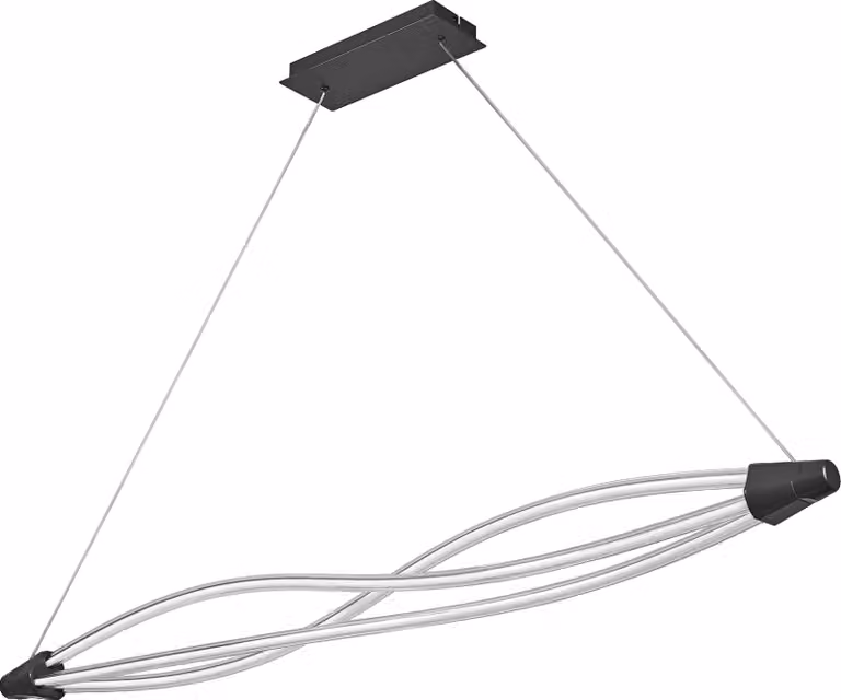LEDVANCE Decor Swirl apparecchio a sospensione in policarbonato curvo con design a LED e filamento, 22 W, 2400 lm, 3000 K, 830 bianco caldo, dimmerabile a click, grigio scuro, plastica (PC), IP 20