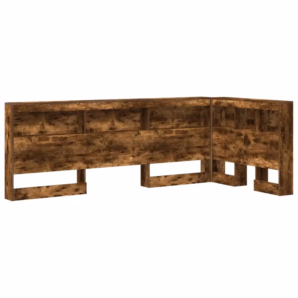 Testata letto con contenitore e porta USB vidaXL in legno e metallo marrone L 217,5 cm x H 107,5 cm x P 16,7 cm – 2