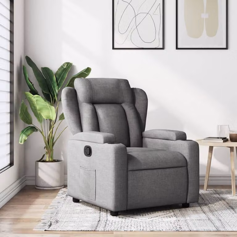 vidaXL Poltrona reclinabile moderna in tessuto grigio con braccioli e leva manuale