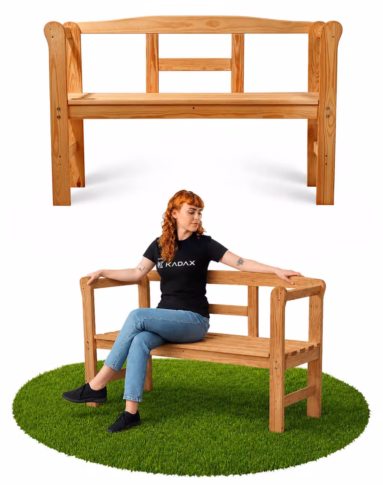 Panca da giardino KADAX con schienale in legno Park 119 cm terrazza giardino Tik