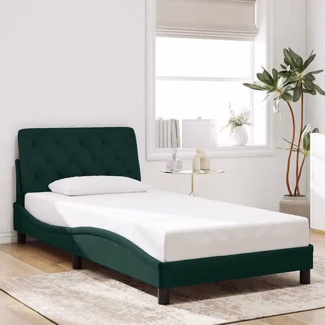 Giroletto vidaXL in Velluto Verde con Struttura Imbottita L/P/H: 200 x 100 x 74,5 cm