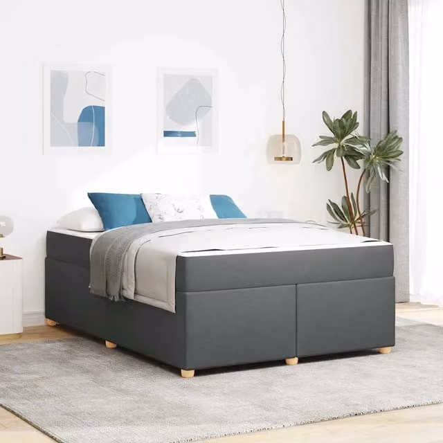 Struttura letto imbottita vidaXL in tessuto grigio e nero L 140 x P 200 cm – 1