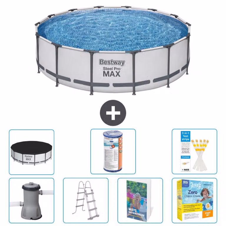 Piscina gonfiabile Bestway Steel Pro MAX, rotonda, 427x122 cm, composta da 6 parti, modello S572