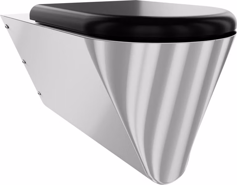 KWC AR T-WC, CAMPUS, acciaio inox, sospeso, 360x407x700 mm, sedile nero, privo di barriere architettoniche