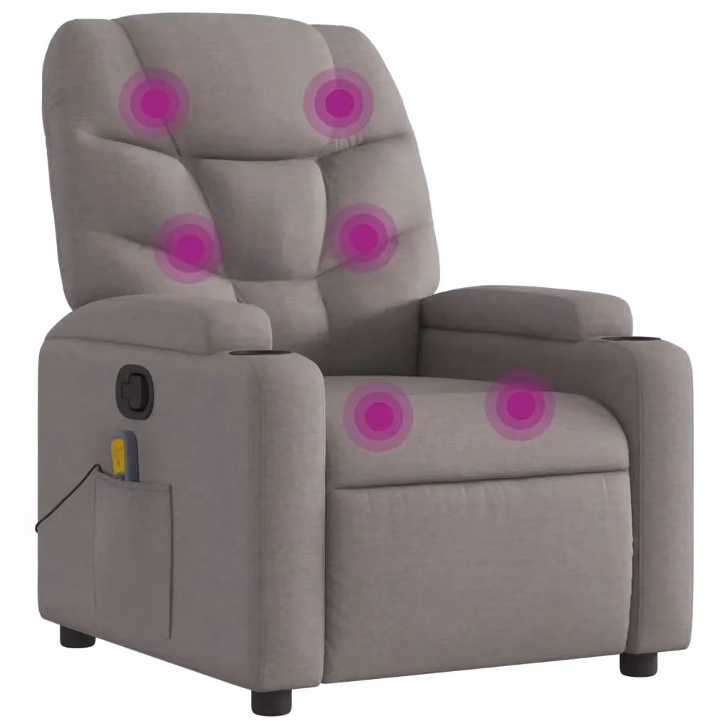 Poltrona Relax Reclinabile vidaXL in Tessuto Beige e Grigio con Braccioli e Regolazione Manuale – 2