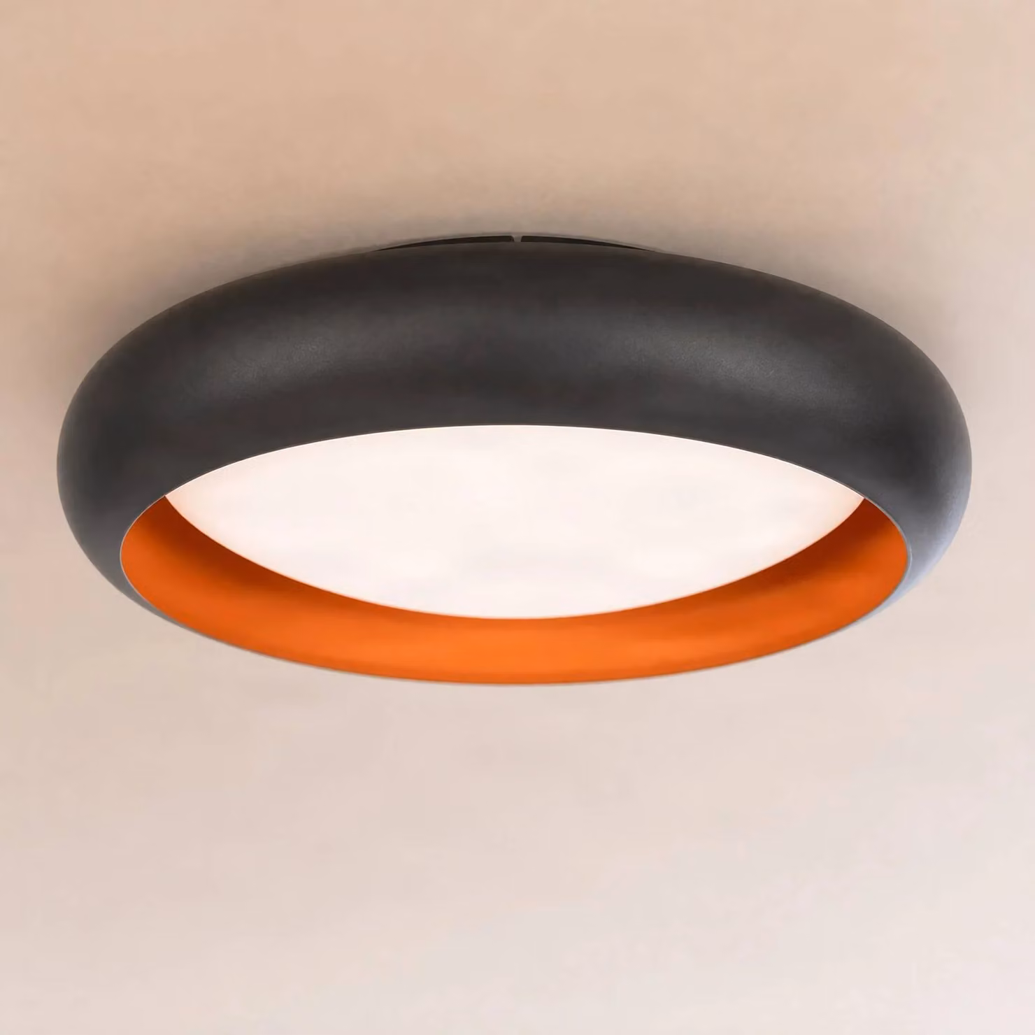 Plafoniera soffitto Serava Lindby, dimmerabile, Nero, Soggiorno / Sala da pranzo, Plastica, Moderno, Plafoniera