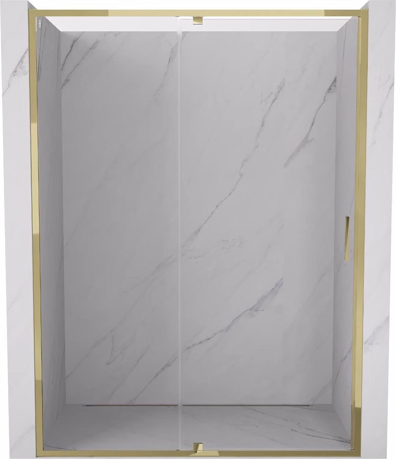 Mexen Exo porta doccia battente 130 cm, trasparente, dorato - 819-130-000-50-00