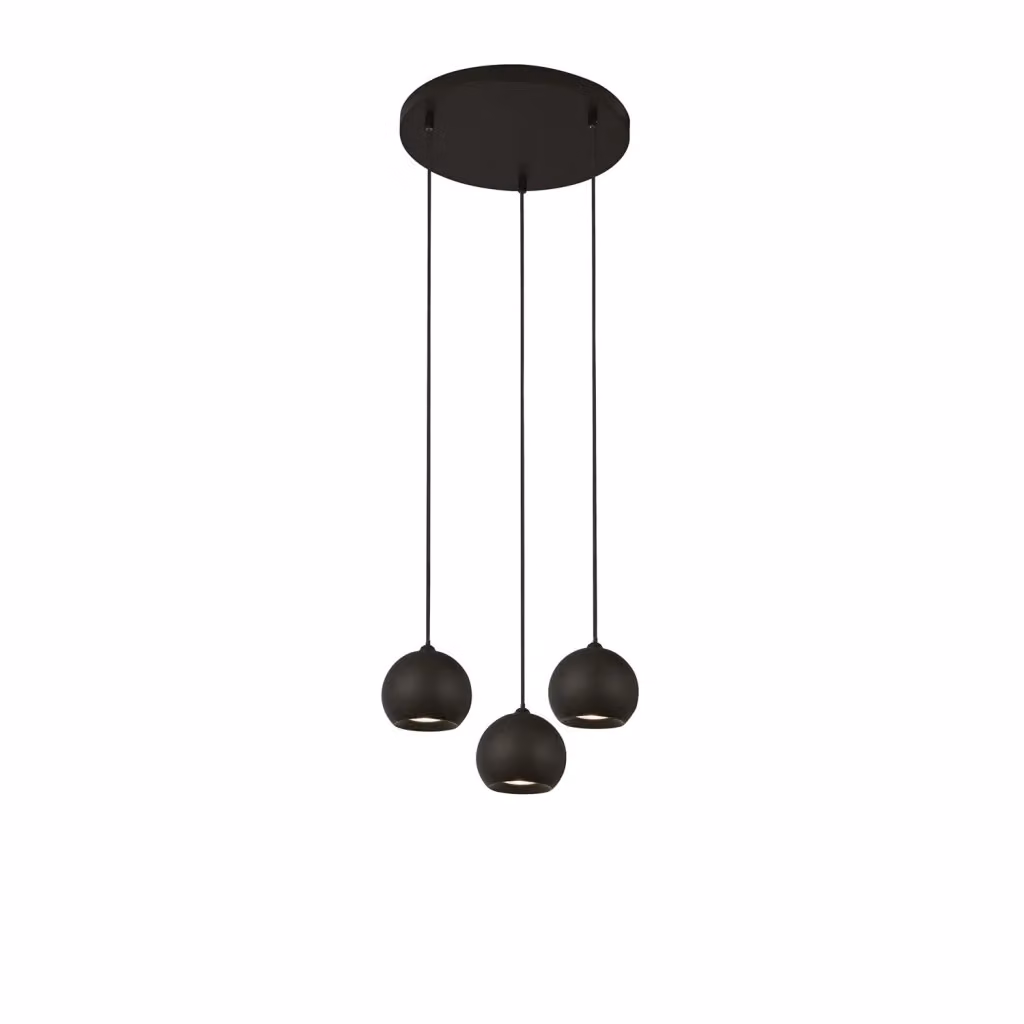 Lampadario a sospensione moderno SEARCHLIGHT Eindhoven in metallo nero con 3 luci GU10 e altezza regolabile – 2