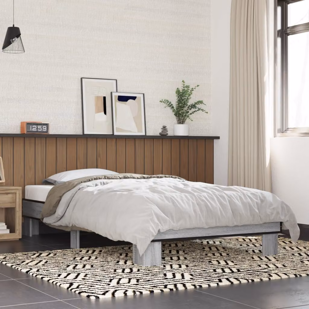 Giroletto vidaXL Grigio Sonoma in Legno Multistrato e Metallo, L/P/H: 90 x 200 cm