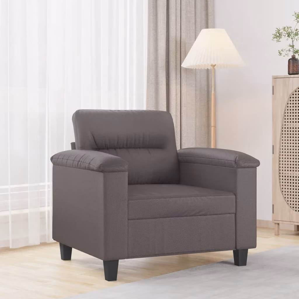Poltrona lounge moderna vidaXL in similpelle grigia con struttura in metallo e braccioli